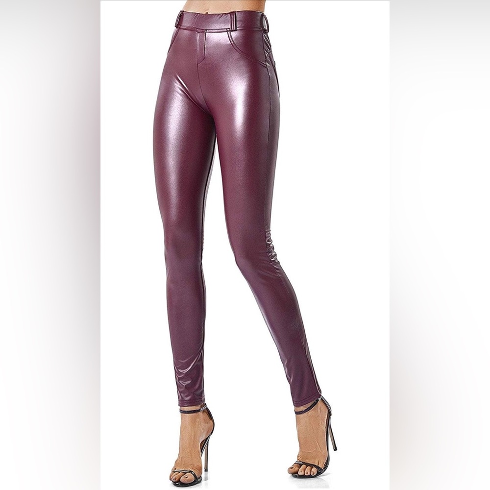 SEASUM Women's Faux Leather Leggings Pants